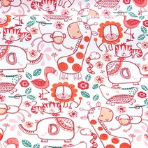 카멜롯 코튼 정글 정글프렌즈 패브릭원단, 화이트