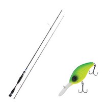 아오맥스 네오블랙 스피닝 타입 루어 낚싯대 S-662ML + 다미끼 디씨-400 하드 베이트 루어 70mm 206D MAT TIGER, 1세트