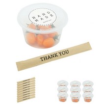 도나앤데코 PP내열 원형용기 일회용 도시락 450ml 10p + 핸드메이드 빅원형 스티커 화이트 10p + 크라프트 대나무 젓가락 땡큐 10p, 1세트