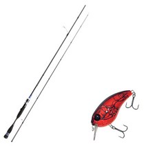 아오맥스 네오블랙 스피닝 타입 루어 낚싯대 S-662ML + 다미끼 브루트 70 하드베이트 루어 307D RED CRAW, 1세트