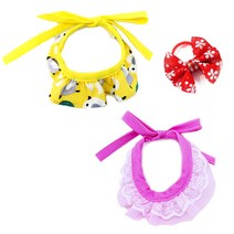 펫츠룩 강아지 고양이 스카프 3p 큐티 옐로 + 미니 리본 레드 + 미니 샤샤 핑크, 혼합 색상, 1세트