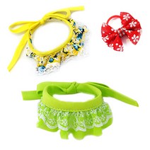 펫츠룩 강아지 고양이 스카프 3p 플라워 옐로 + 미니 리본 레드 + 미니 샤샤 그린, 혼합 색상, 1세트