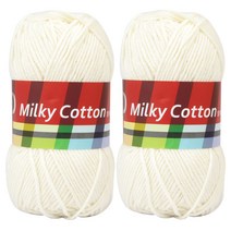 브랜드얀 밀키코튼 레드라벨 면혼방 뜨개실 2p, 1번 바닐라, 2개