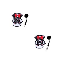 AnTs 반려동물 이브닝 리본가슴 하네스세트 2세트, 블랙스타