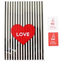 황씨네도시락 하트 쿠키포장 봉투 블랙 90p + 고깔 생일 사각 스티커 90p, 1세트