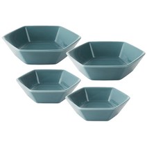 젠한국 헥사곤 육각접시 그레이블루 4p 세트, 1세트, 접시 11cm x 2p + 14cm x 2p