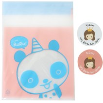 황씨네도시락 접착 쿠키포장 야미봉투 팬더 30p + 스티커 뉴 왕관걸 30p, 1세트