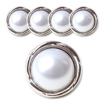패션포인트 블라우스진주단추 넓은곡선 11mm, 실버, 5개입