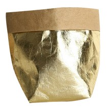 슈퍼식스 씻을수있는 크래프트 종이 봉투화분 8 x 8 x 15 cm 골드, 1개