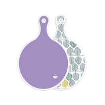 로엠디자인 양면 원형 서빙 도마 보라, 나뭇잎패턴, 1개