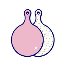 로엠디자인 블루에디션 양면 원형 서빙도마 분홍, Happy삼각패턴, 1개