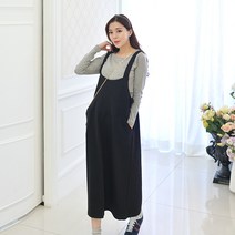 이얀 임산부 롱롱 멜빵원피스