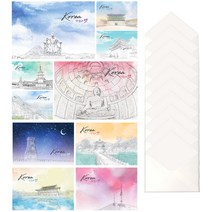 마음담아 코리아 엽서 10p + 봉투 10p, 혼합 색상, 1세트