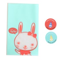 황씨네도시락 비접착 야미봉투 토끼 100p + 고깔 생일 원형 스티커 100p, 1세트