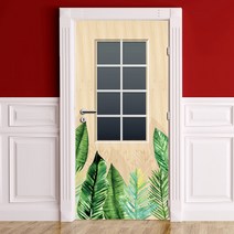 뭉키월드 현관문시트지 에어프리 트로픽 그린 리프 01, 혼합 색상