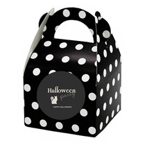도나앤데코 손잡이 답례품상자 도트 블랙 12p + 할로윈 모던 할로윈 party 심플한 고양이 5cm 스티커 12p, 혼합 색상, 1세트