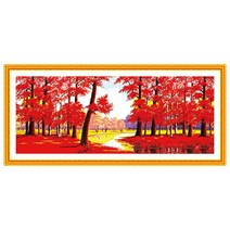 ZKF 십자수 DIY 세트, 1세트, 붉은 가을 오솔길 A