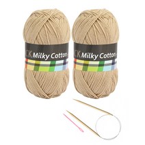 밀키코튼 블랙라벨 2p + 고급줄바늘 5.0 mm + 플라스틱돗 바늘 랜덤 발송 요정모자 & 핸드워머 DIY 세트, 18번(베이지)