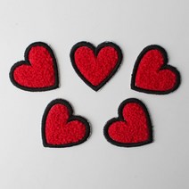 패션포인트 미니 자수 와펜 40 x 38 mm, 보슬이하트 레드, 5개입