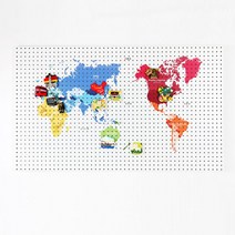 타공판닷컴 인테리어 원형 타공판 액자 100 x 60 cm, 1개, 세계지도02