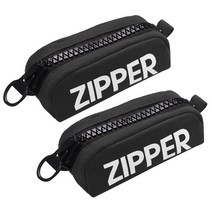 투영디자인 대왕 지퍼 멀티 펜슬 파우치, 블랙, 2개입