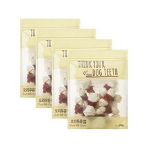 더주스 Think your dog teeth 딩고 소가죽 강아지 껌 소 15p, 오리우유껌, 4개입