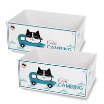 딩동펫 고양이 박스스크래처 캠핑, 혼합 색상, 2개입