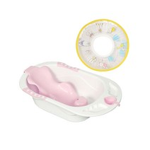 아가드 베이비 칼라욕조 연핑크 + 샴푸모자 투명 노랑, 혼합 색상