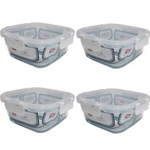 위녹스 칸칸이 나눔찬통 정사각 2칸 나눔 500 화이트, 4개입, 단품