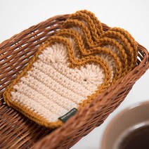 슬로우모먼츠 코바늘 DIY패키지 식빵컵받침 8cm 5p, 1세트, 우유식빵