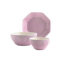 웨지우드 페스티비티 1인 홈 식기세트 3p, 핑크, 밥공기 + 국그릇 + 팔각볼