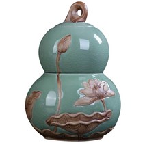 기헌 가요 도자기 조롱박 차통 대 CYG190602-1, 혼합 색상, 1개