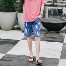 타운클로 남성용 스판 구제 밴딩 청반바지