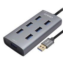 컴스 무전원 USB 3.0 7포트 허브 FW698, 그레이