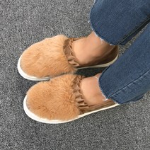 유닛 인조털 통굽 슬립온 4cm