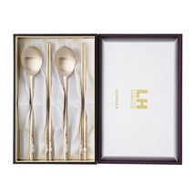 한국도자기 은상감 매화 유기수저 2p세트, 1세트, 숟가락 2p + 젓가락 2p