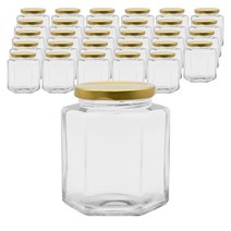 투명 육각 유리병 500g 골드캡, 30개, 유리병 30p