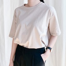 아모르데이 여성용 데일리 핏 라운드넥 기본 반팔 티셔츠
