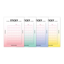 세컨드맨션 스티키 잇 원고지 점착 메모지 4p 세트, 01 PINK, 02 MINT, 03 BLUE, 04 YELLOW, 1세트