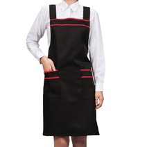 팀쿡 H형 2줄앞치마 TSA-719 FREE, 검정 + 빨강, 1개