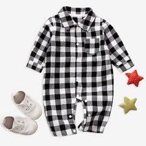 베베니즈 체크패턴 풀스냅 우주복