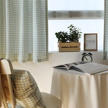 골드얀 내츄럴 플립 체크 작은창커튼