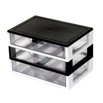 하라데코 와이드 서랍 멀티 책상 정리함 3단, 블랙 + 화이트