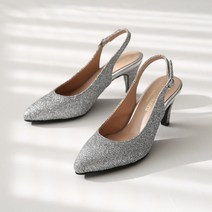 단골언니 여성용 르잔느 글리터 스틸레토 슬링백 힐 7cm