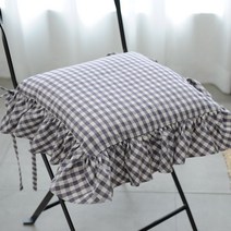 하임앤하임 멜란 체크 프릴 식탁 방석 커버, 퍼플