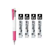 제브라 클립온 멀티 볼펜 K 0.7mm + 리필심 검정색 0.7mm x 4p 세트, 핑크, 1세트