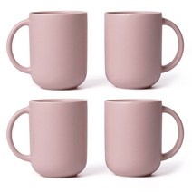 보울보울 레트로라인 핸들 머그컵 370ml, 파우더핑크, 4개