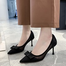 올나인 리본 포인트 매쉬 스틸레토 힐