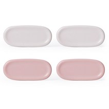 보울보울 레트로라인 수저받침, 밀크화이트, 파우더핑크, 4개