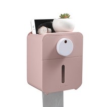 비비드컬러 포인트써클 욕실 휴지수납함, 체리핑크, 1개